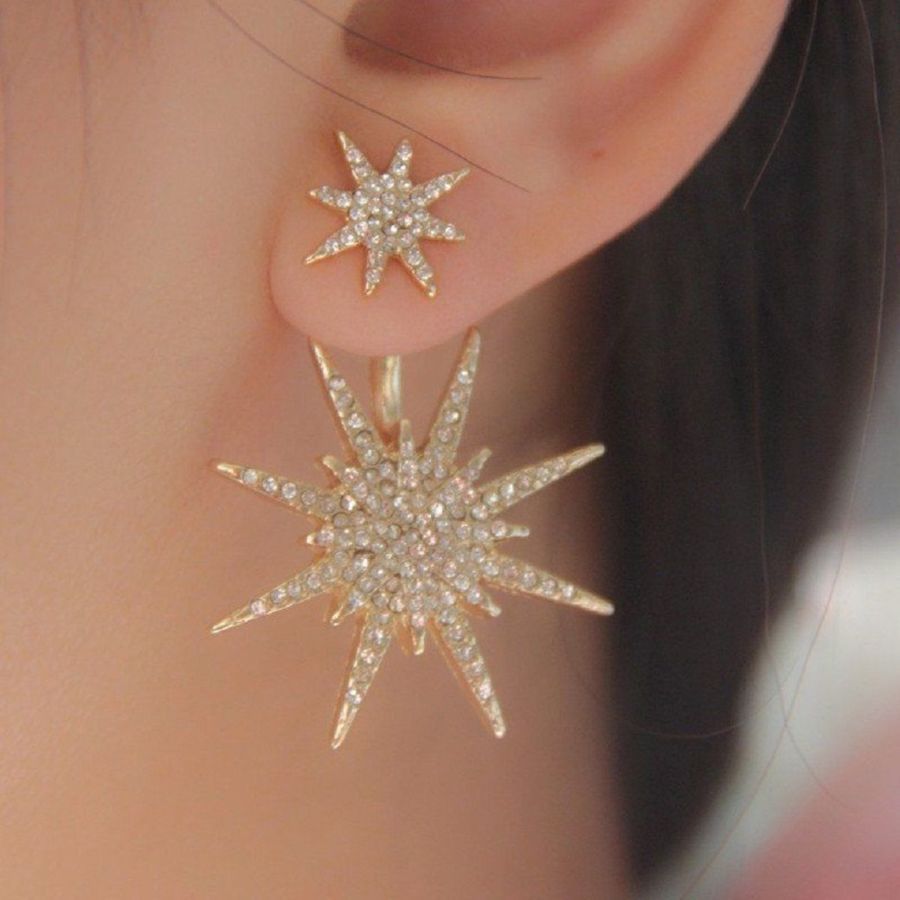 Damen Crystal Strass Große Doppelte Sechszackige Stern Ohrringe | Shop Nory