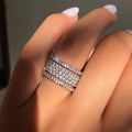 Damen Silber Mikro Pave Rad Strass Mid Cutout Band Party Ring | Shop Nory