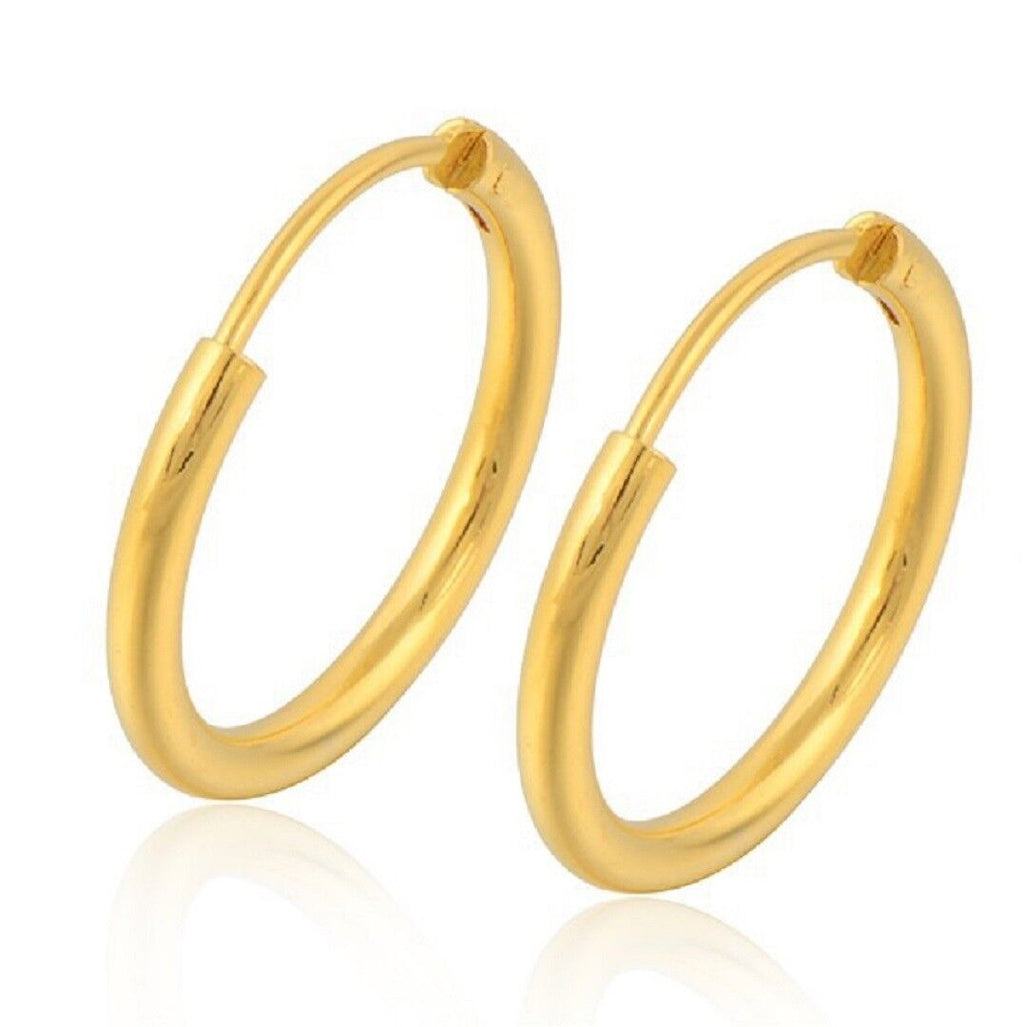 Damen Mädchen Glatte 18K Gelbgoldbeschichtete Runde Creolen | Shop Nory