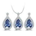 Blaues Wassertropfen-Kristall-Halskette Ohrring & Anhänger | Shop Nory