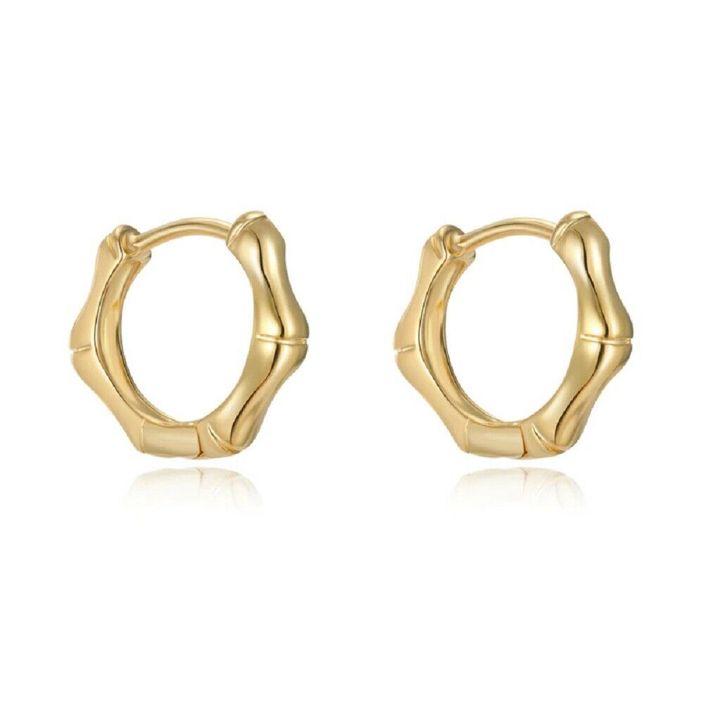Kleine Hoop Bambus Gelenkform Gold gefüllte Ohrringe | Shop Nory