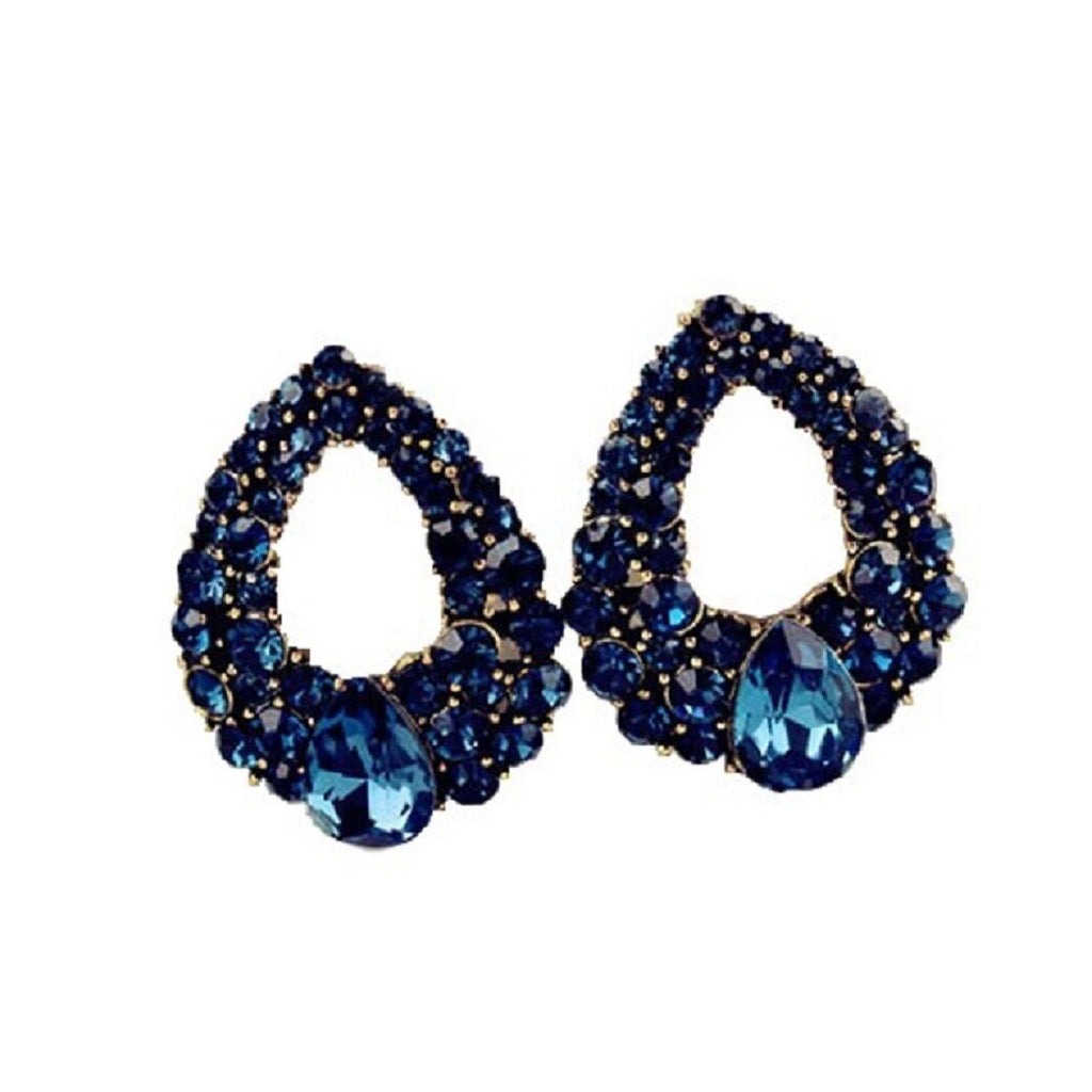 Luxus Temperament Blaue Herz Kristall Besetzte Party Ohrringe | Shop Nory