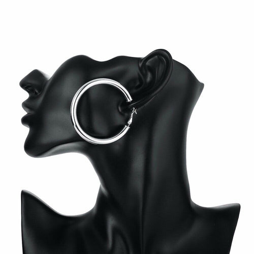 Damen 925 Silber Plattiert Große Creole Stil Große Klassische 5mm Ohrringe | Shop Nory