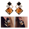 Damen Goldbeschichtete Braune Diamantgeschliffene Kristall Überlagerungs Ohrringe | Shop Nory