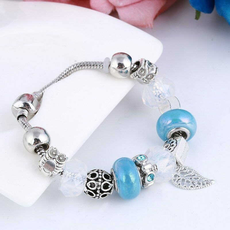 Silber Blau & Klare Charms Perlen Pandora Armbänder | Shop Nory