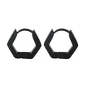 Unisex Schwarze Glatte Sechseck-Titanstahl-Hoop-Ohrringe | Shop Nory
