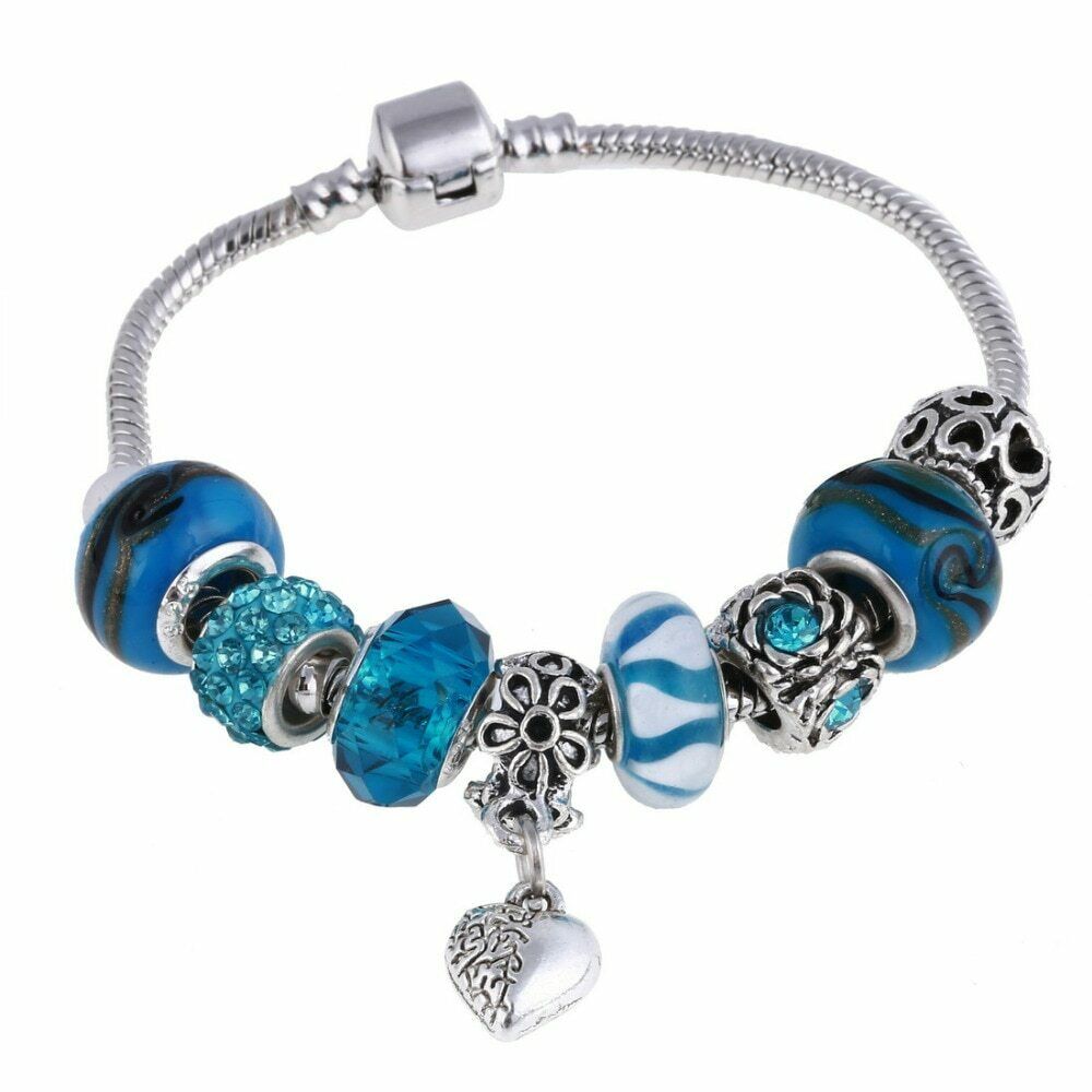 Silberblau & Meeresblau Charms Perlen Pandora Armbänder | Shop Nory