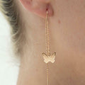 Damen Goldplattierte Schmetterling Lange Quaste Tropfen Hänger Faden Ohrringe | Shop Nory