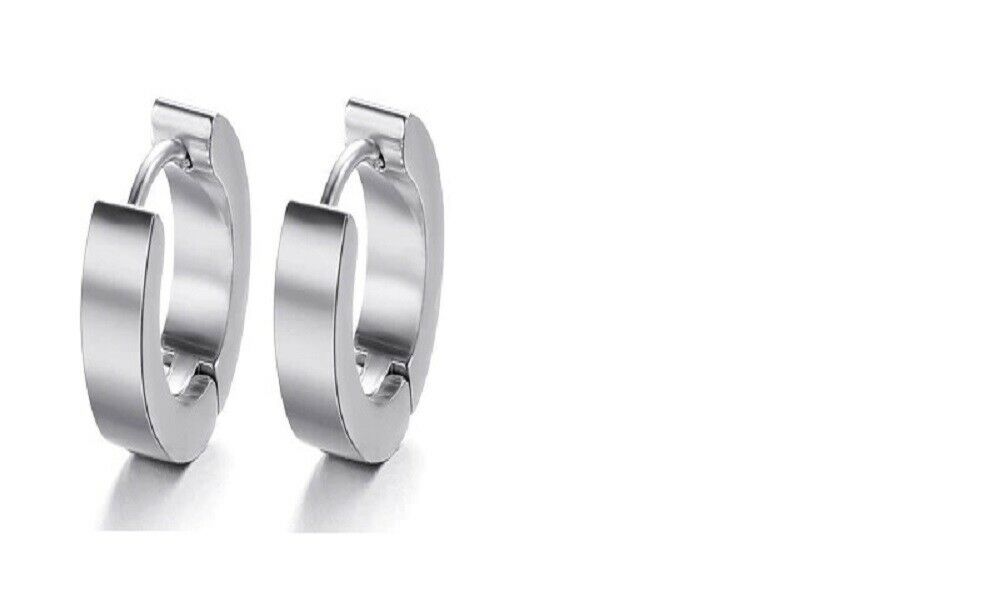 Unisex Silber Einfarbig Glatt Titanstahl Antiallergisch Kleine Creolen | Shop Nory
