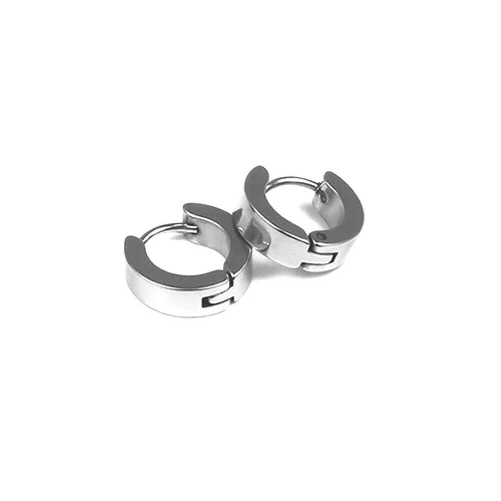 Unisex Silber Einfarbig Glatt Titanstahl Antiallergisch Kleine Creolen | Shop Nory