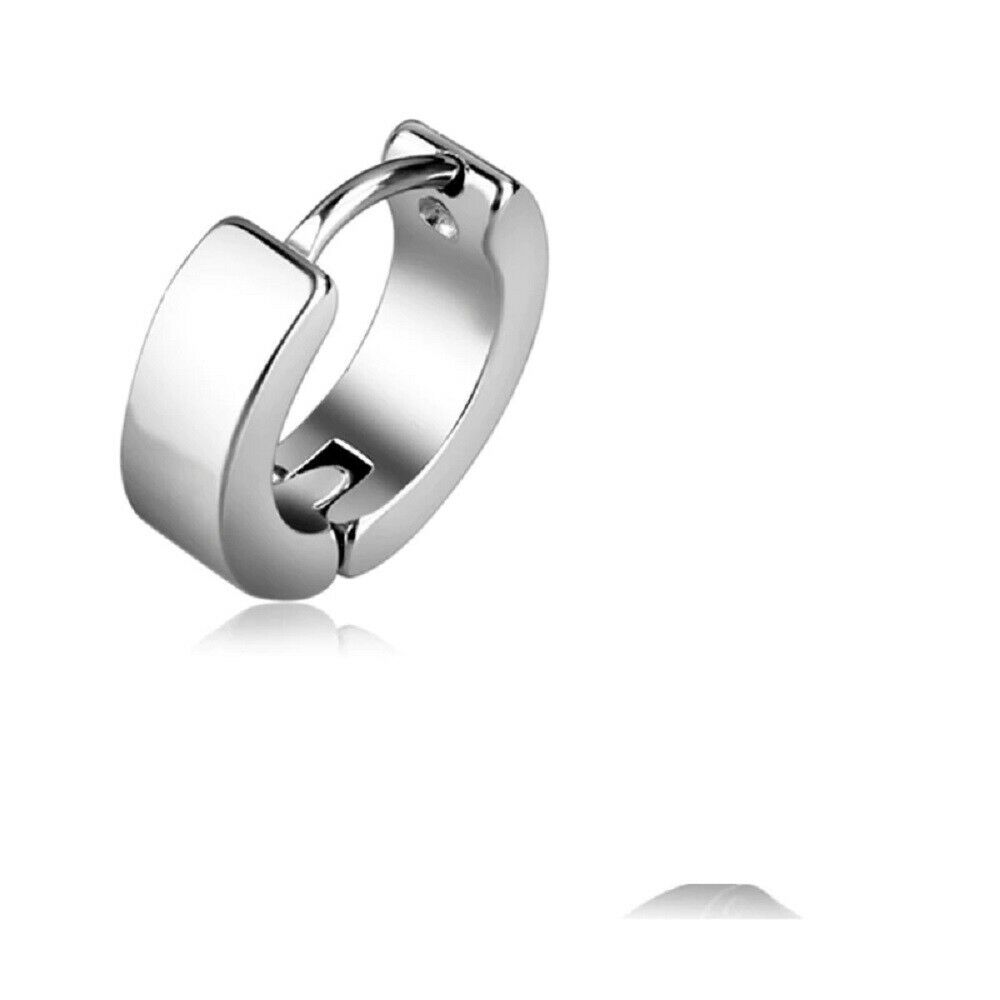 Unisex Silber Einfarbig Glatt Titanstahl Antiallergisch Kleine Creolen | Shop Nory