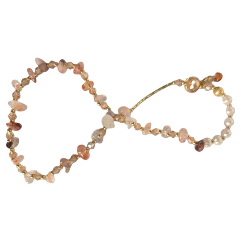 Damen Goldplattierter Doppel-Layer Runde Unregelmäßige Perlen Erweiterbare Armbanduhr | Shop Nory