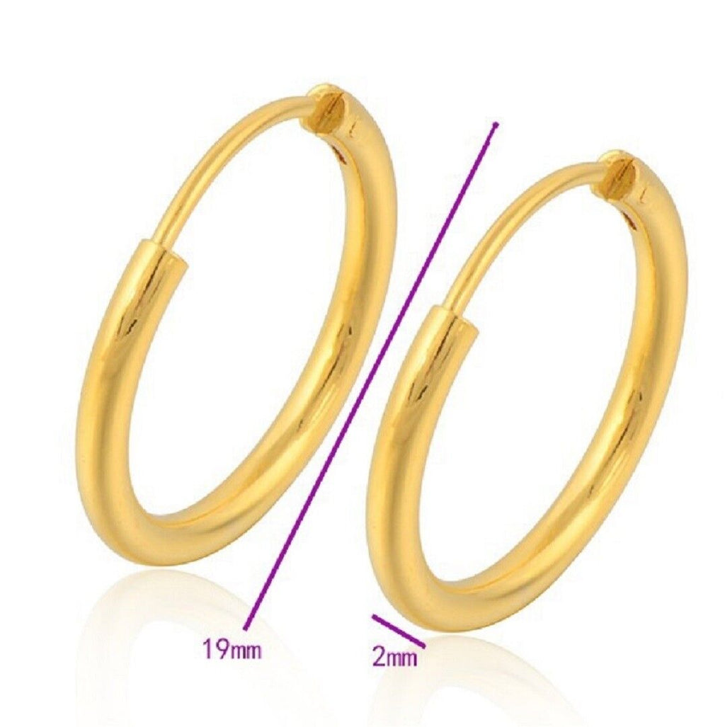 Damen Mädchen Glatte 18K Gelbgoldbeschichtete Runde Creolen | Shop Nory