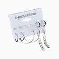 Damen Mädchen Silber Creolen Hoop Dangle Stud 5 Paare Set Damen Mode Ohrringe | Shop Nory