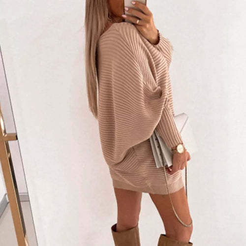 Mini Kleid aus Strick mit langen Ärmeln