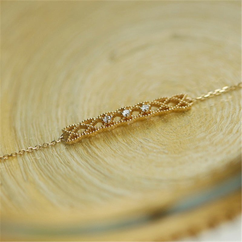 S925 Sterlingsilber Retro Hohl Zircon Fußkette | Shop Nory