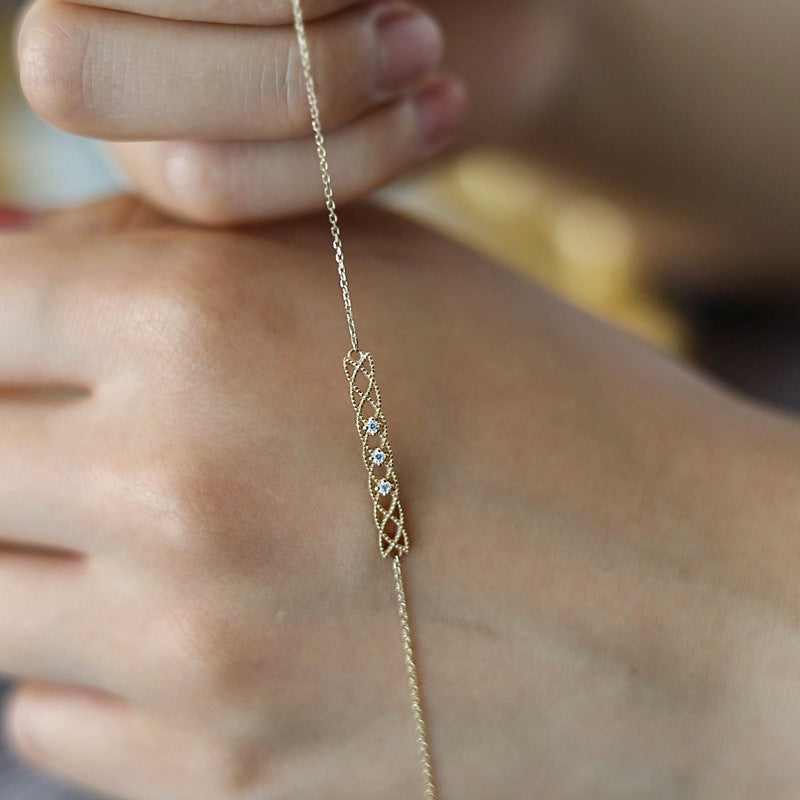 S925 Sterlingsilber Retro Hohl Zircon Fußkette | Shop Nory