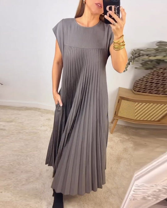 Smarte Plissee Baumwollkleid
