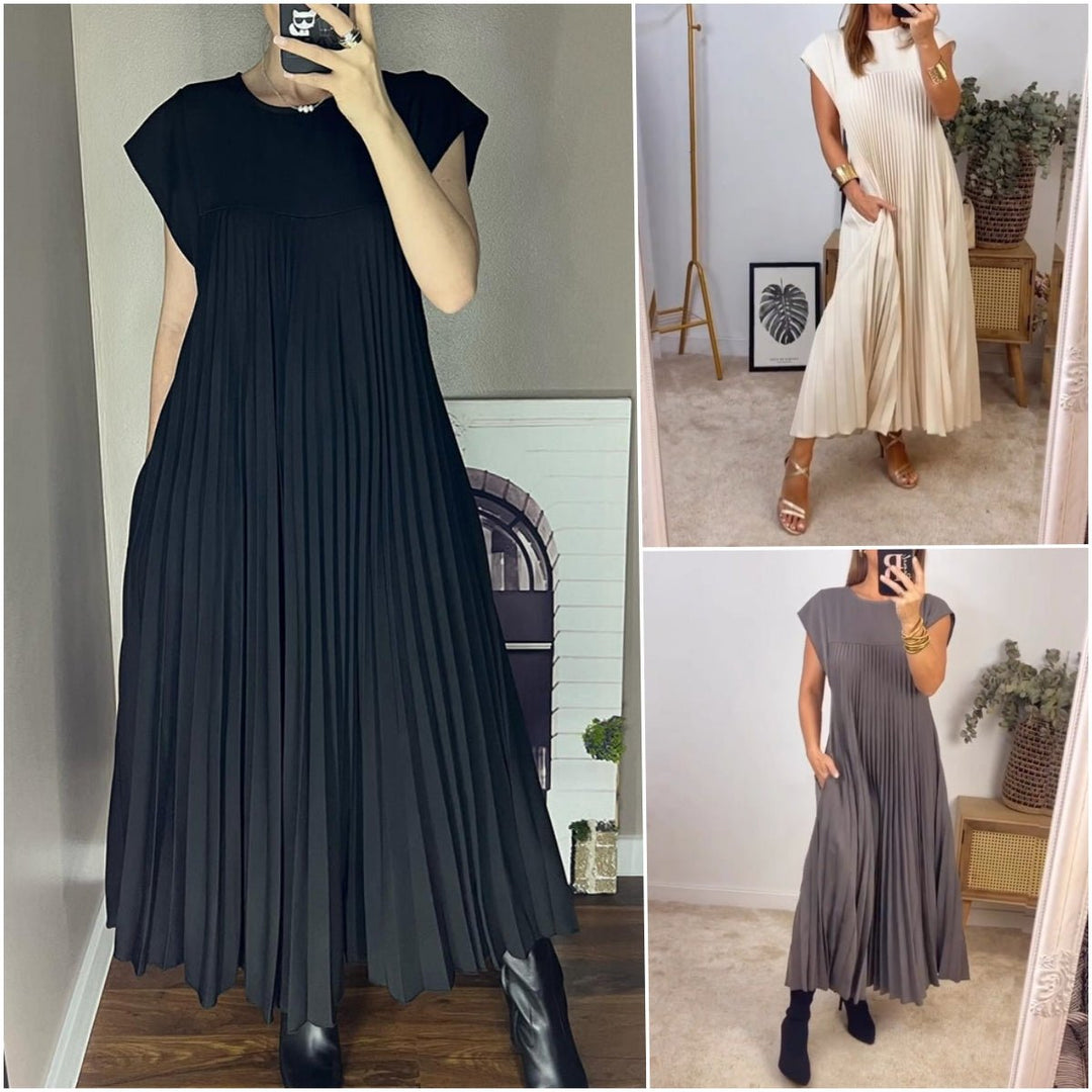 Smarte Plissee Baumwollkleid