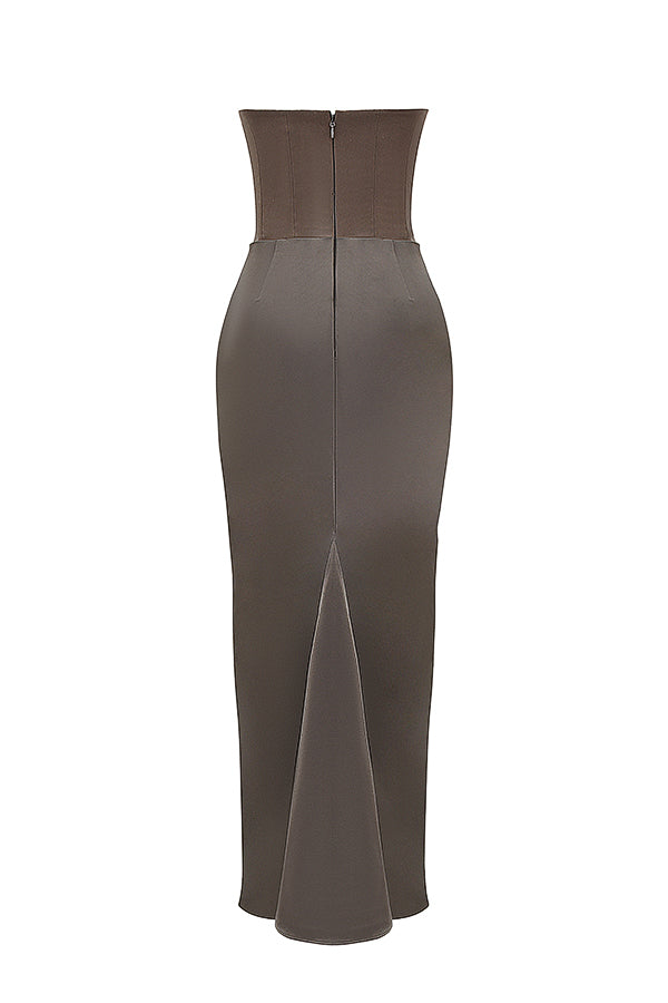 Trägerloses Korsett Maxi Kleid