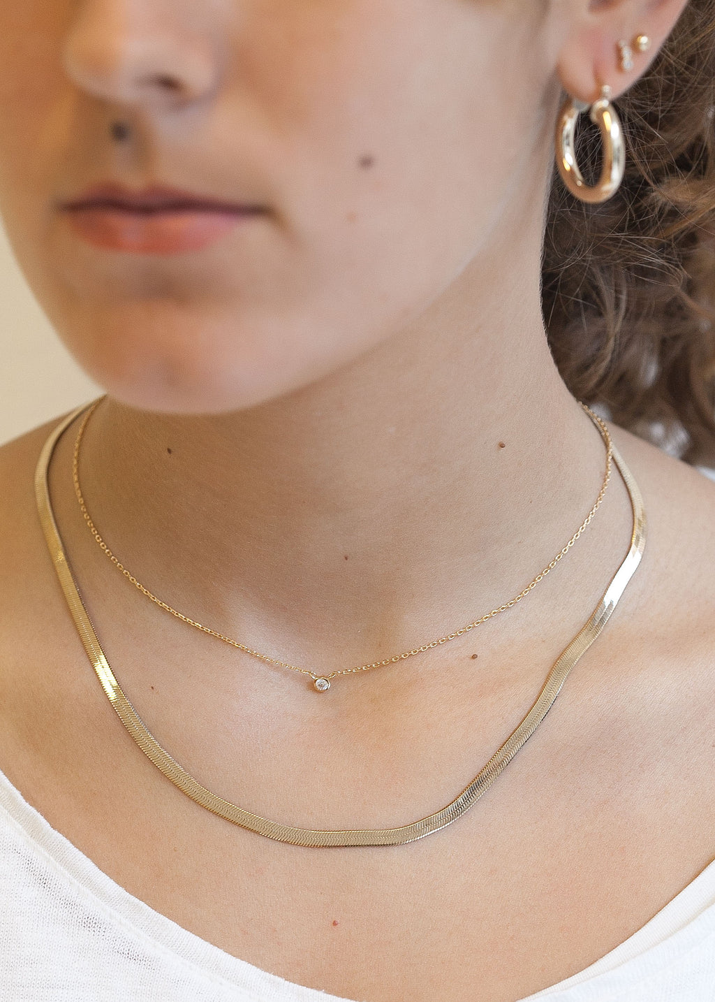 Vergoldete Halskette mit klassischer flacher Schlangenkette | Shop Nory