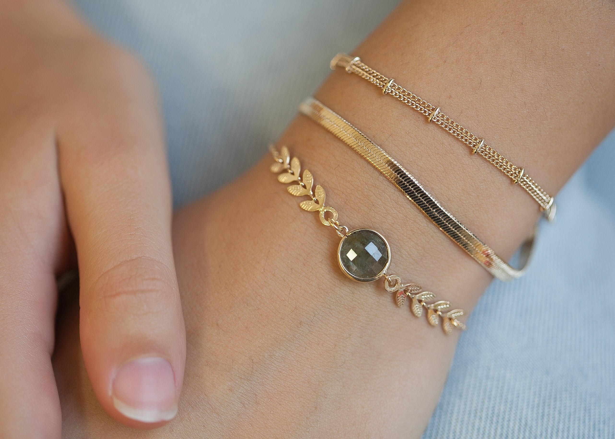 Flaches Schlangenarmband - 16K vergoldet | Shop Nory