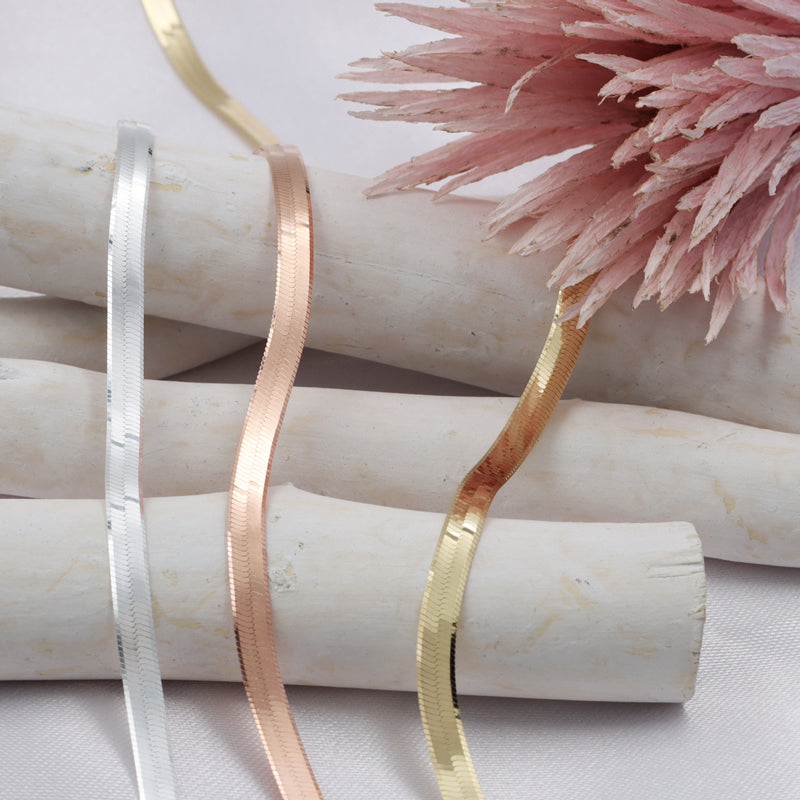 Flaches Schlangenarmband - Rosé vergoldet | Shop Nory