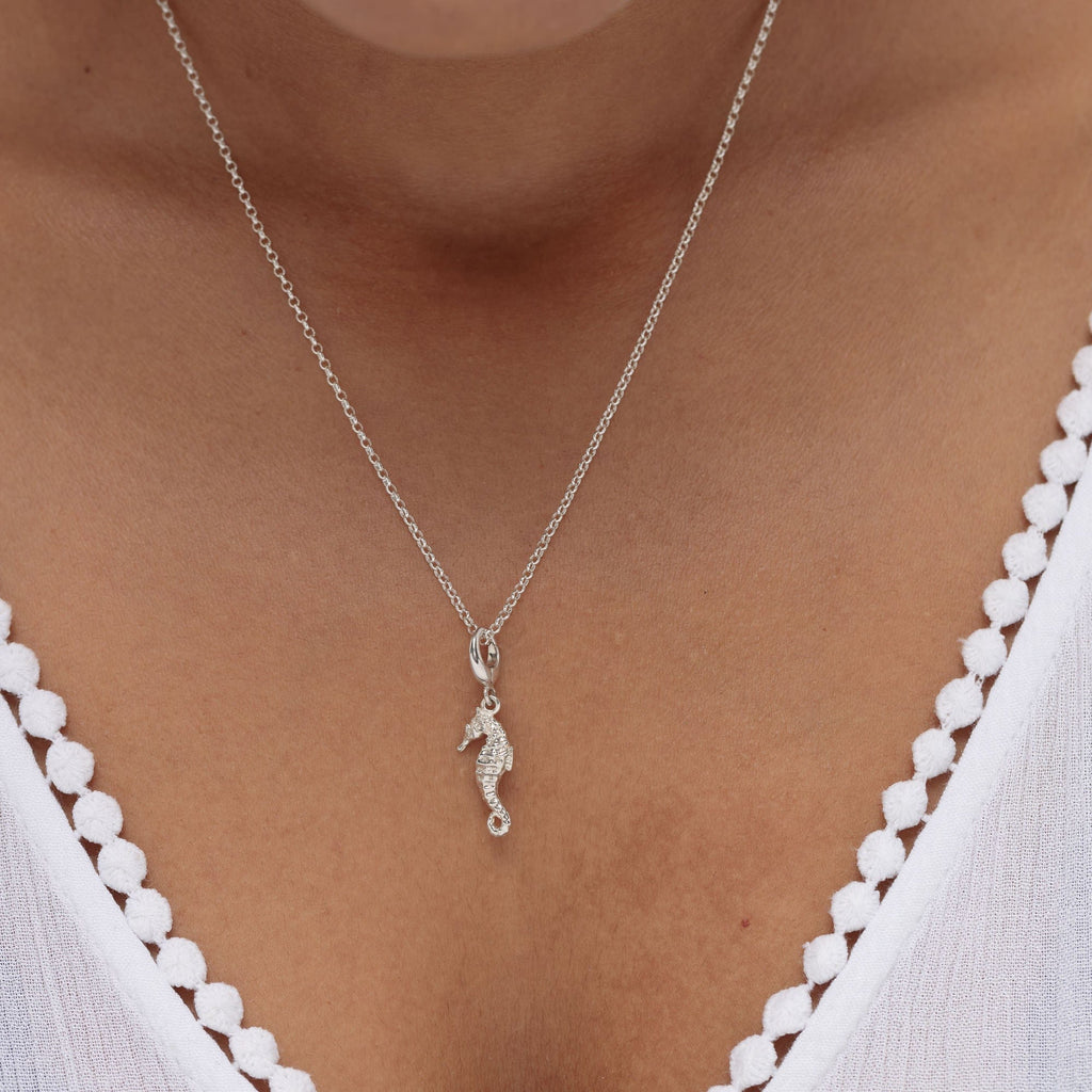 Silberne Seepferdchen Charm Halskette | Shop Nory
