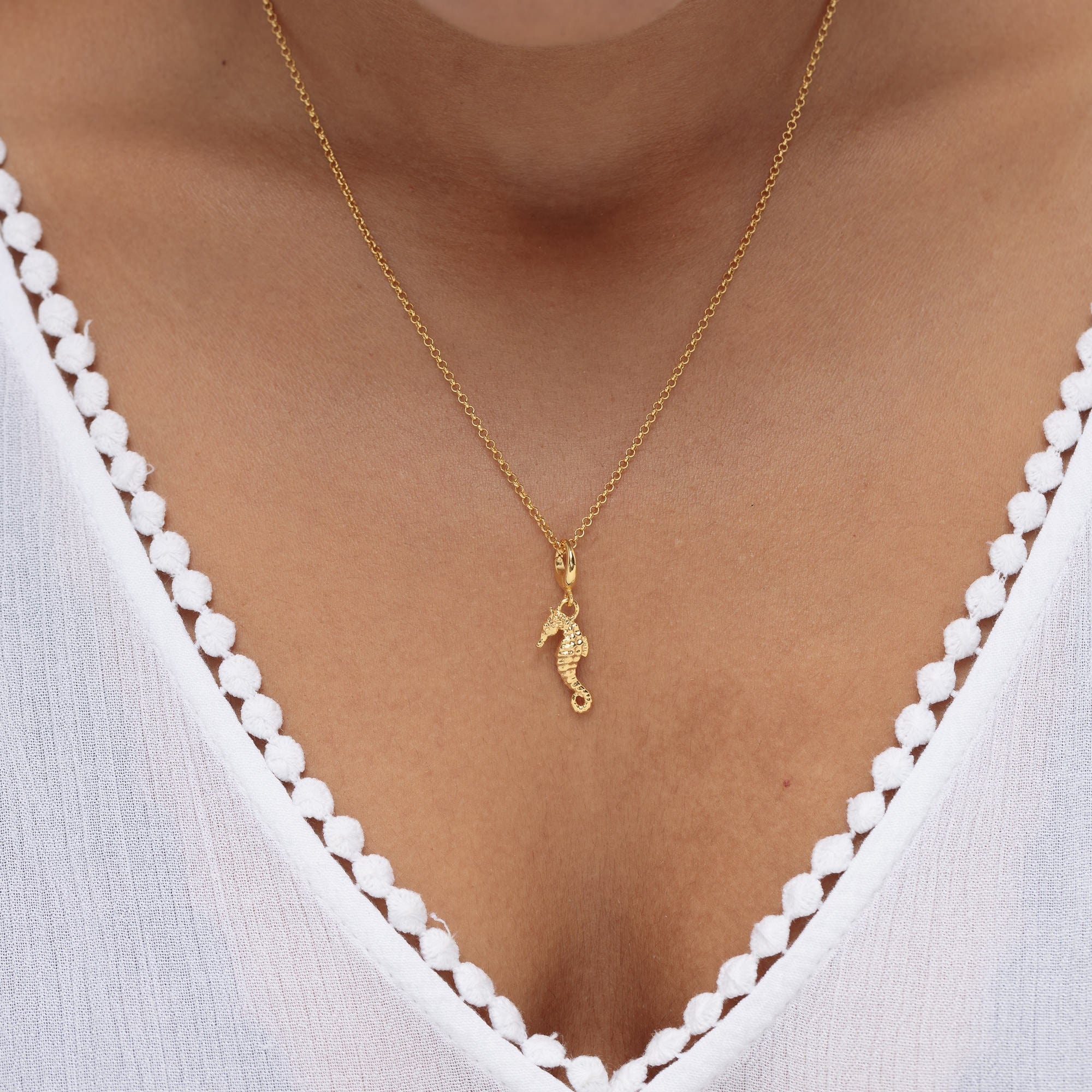 Gold Seepferdchen Charme Halskette | Shop Nory