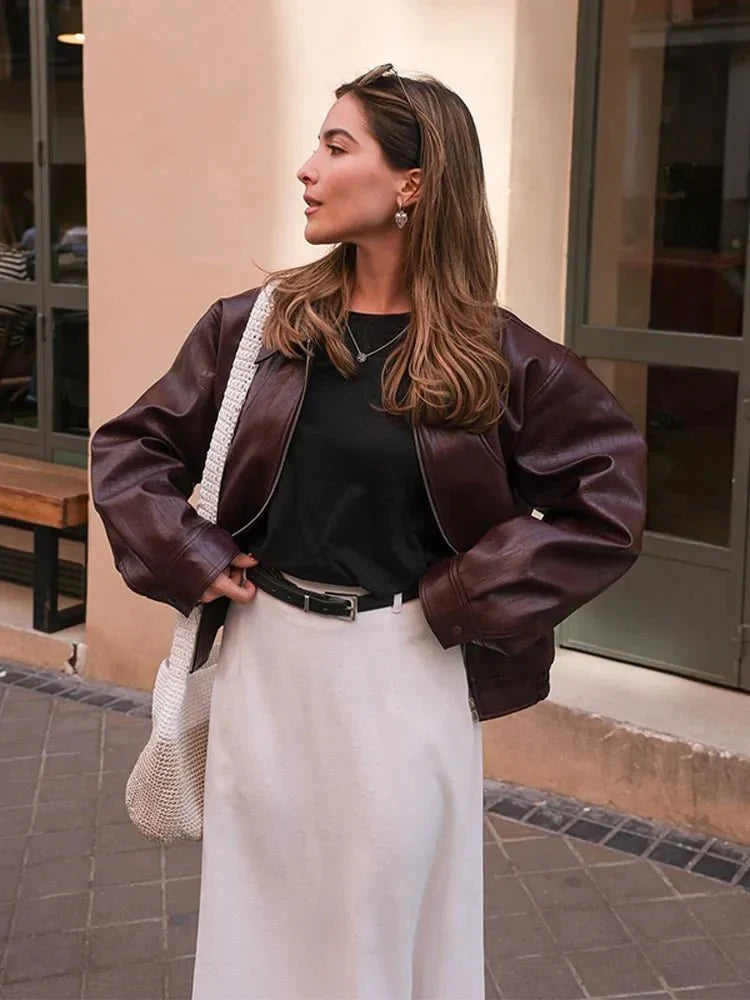 Lederjacke Weinrot
