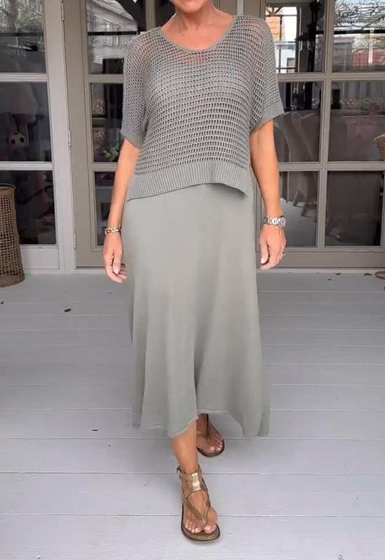 Elegantes Deltes Set (Kleid + Top)