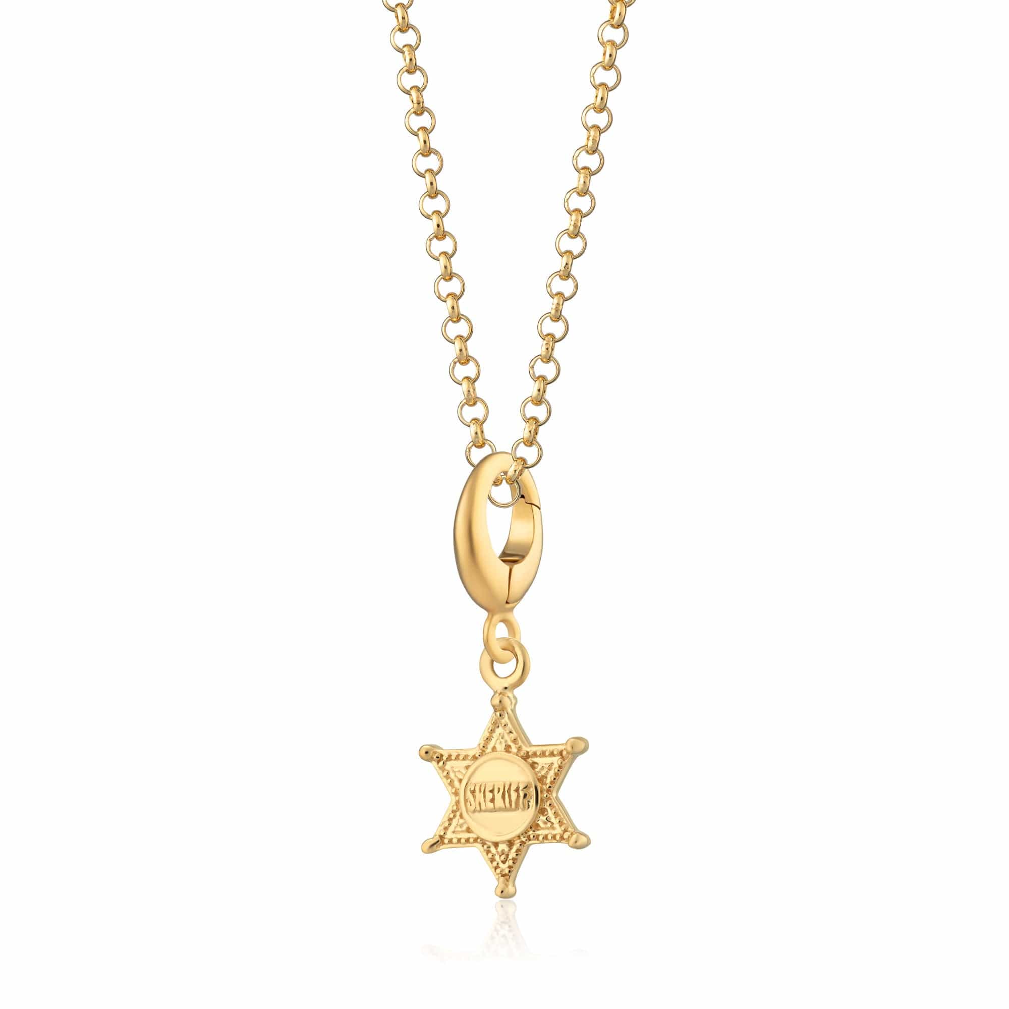 Gold Sheriff Badge Charm Necklace | Shop Nory