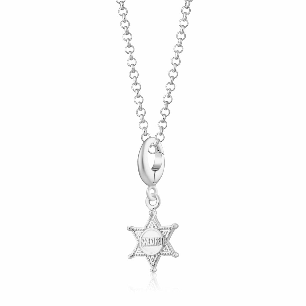 Silber Sheriff-Abzeichen Charm Anhänger-Halskette | Shop Nory