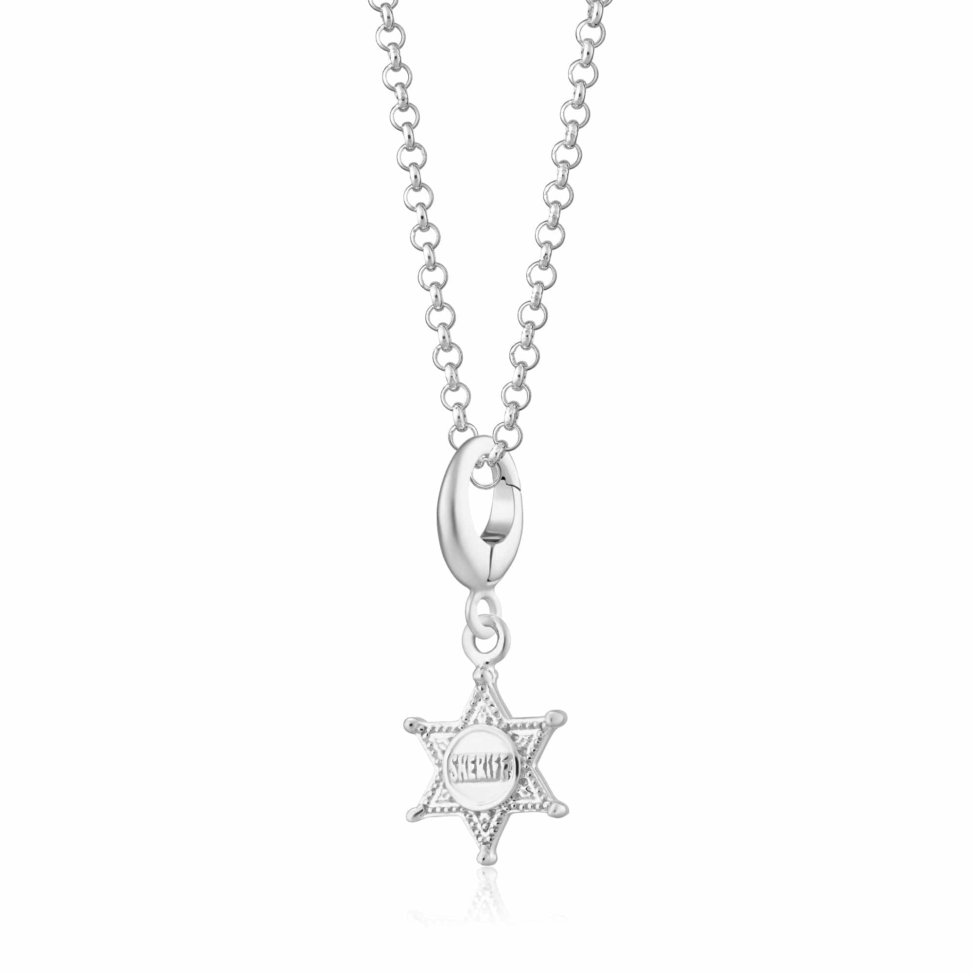 Silber Sheriff-Abzeichen Charm Anhänger-Halskette | Shop Nory