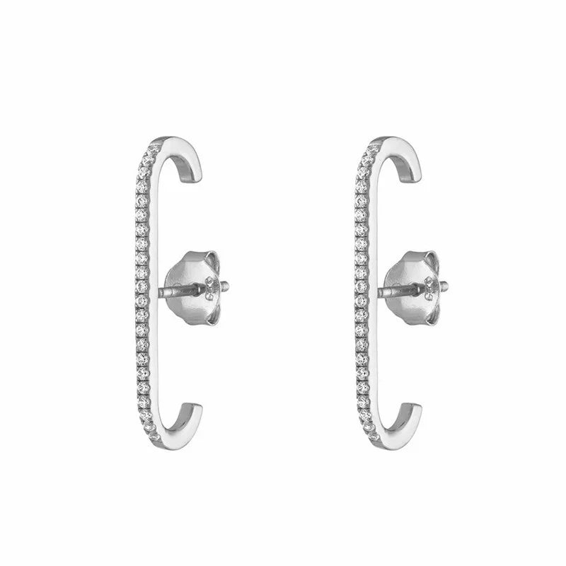 Shiny Zircon 925 Sterling Silver Lange Ohrstecker | Shop Nory