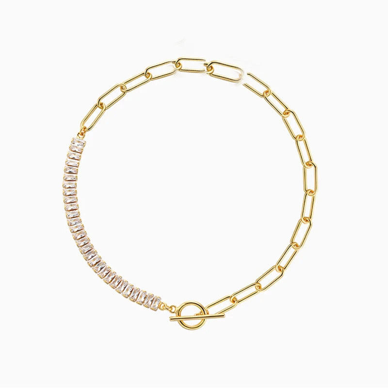 Glänzende Zirkon-Splice-Ketten-Halskette | Shop Nory