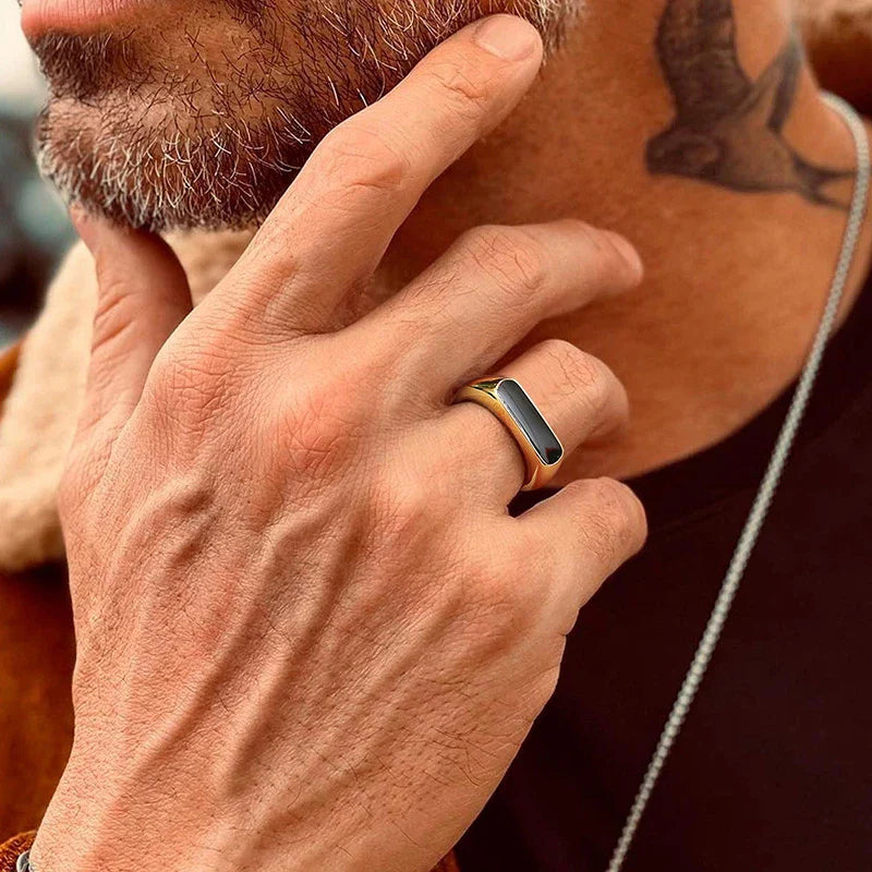 Signet Bar in Gold und Schwarz Ring | Shop Nory