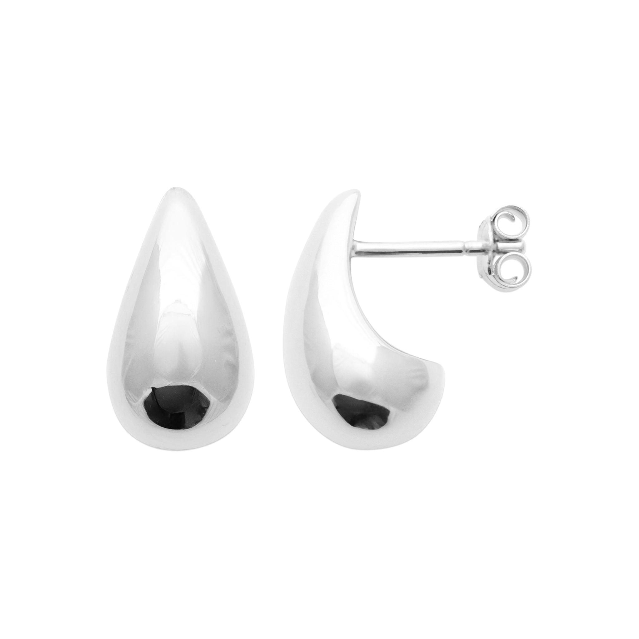 Silber Ohrstecker 925 – Elegante Tropfenform, glänzende geschwungene Ohrstecker | Shop Nory