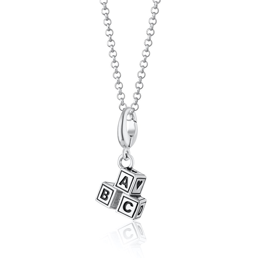 Silber ABC Bauklotz Charm Halskette | Shop Nory