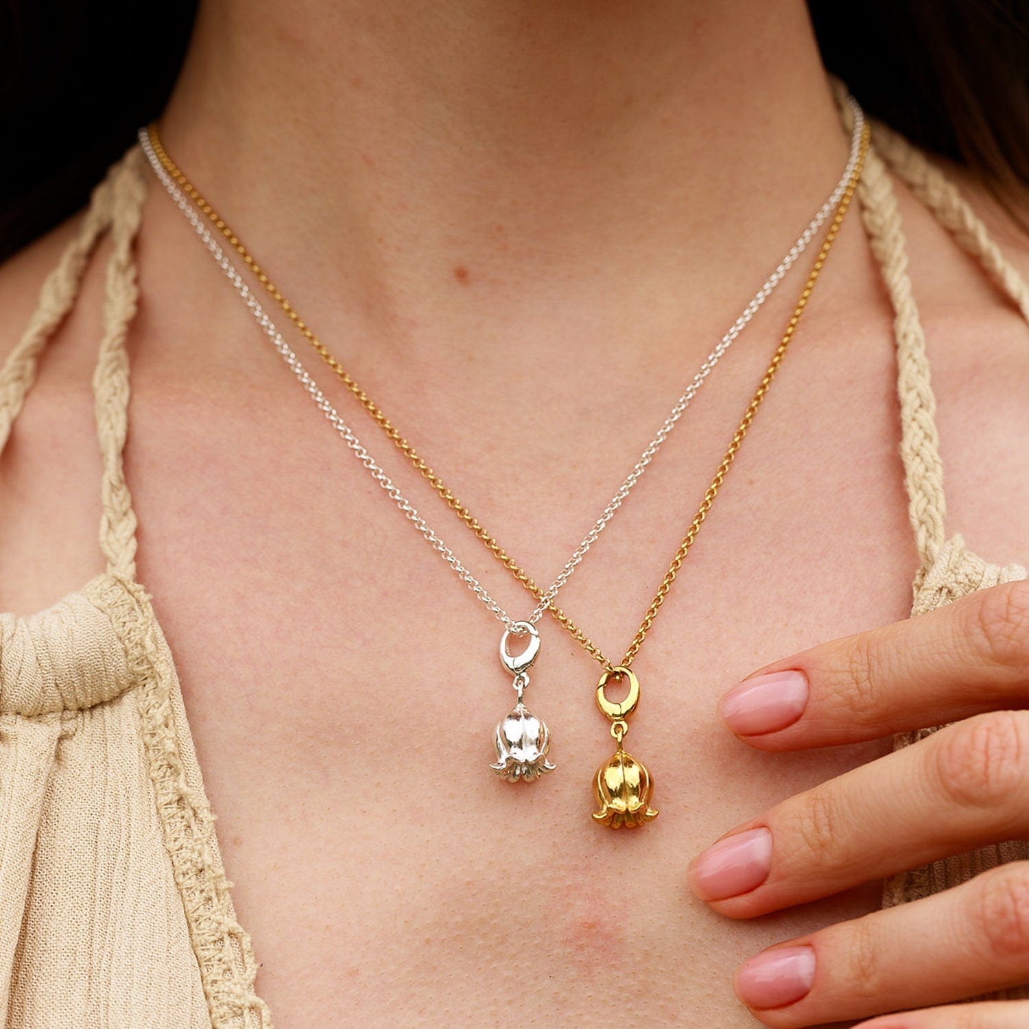 Silber Lilie des Tals Blumen Charm Halskette | Shop Nory