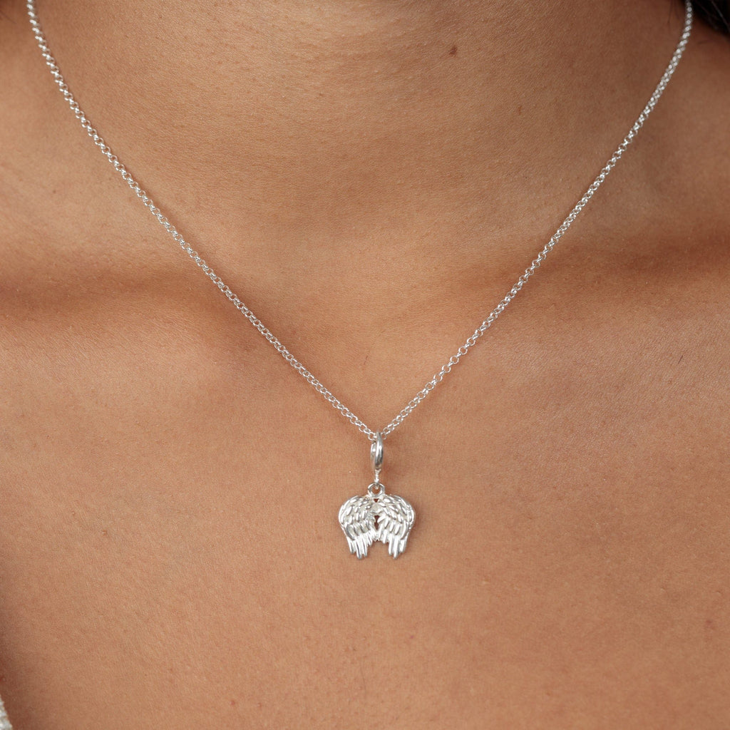 Silberne Engel Flügel Charm Halskette | Shop Nory