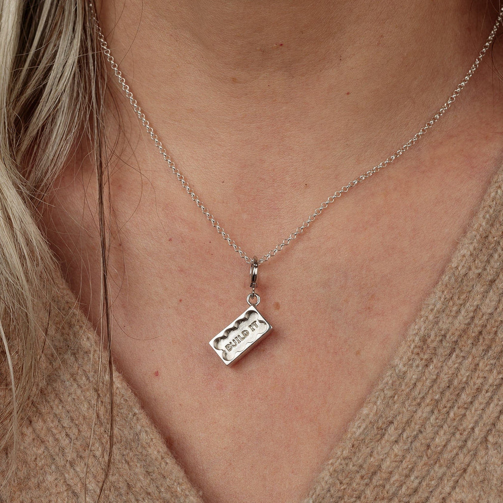 Silber Baustein Charm Halskette | Shop Nory