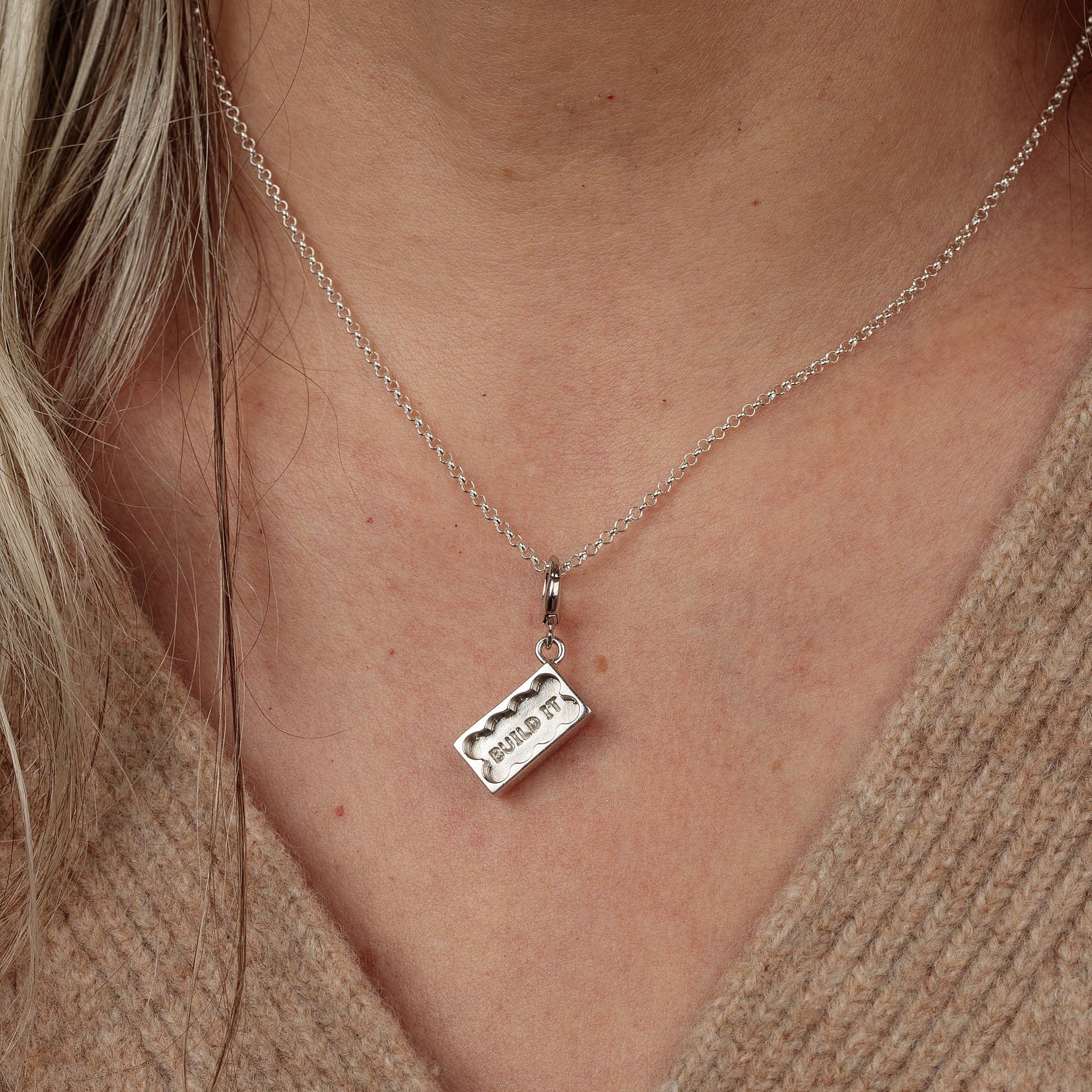 Silber Baustein Charm Halskette | Shop Nory