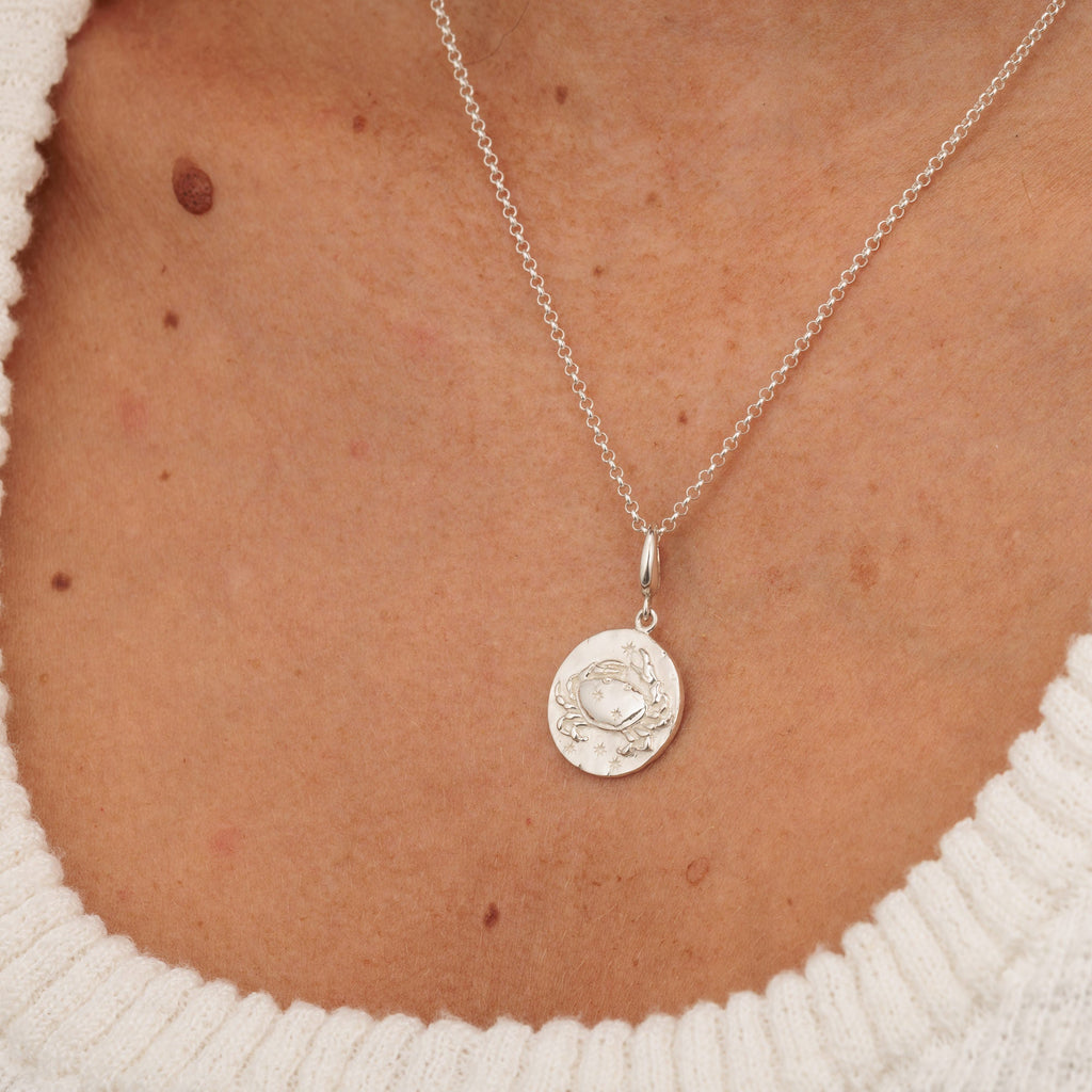 Silber Krebs Tierkreis Charm Halskette | Shop Nory