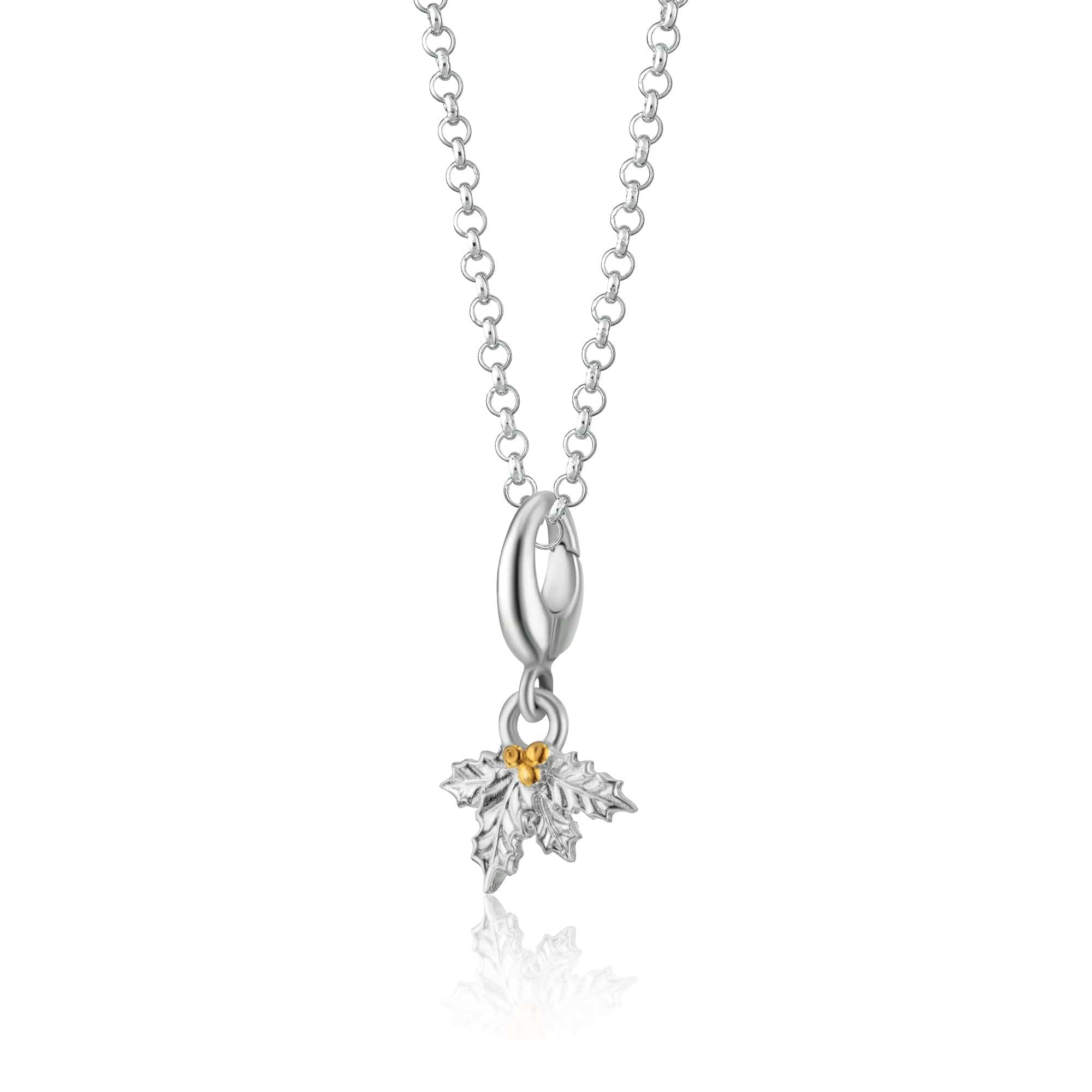 Silberne Weihnachts-Holly-Anhänger-Halskette | Shop Nory