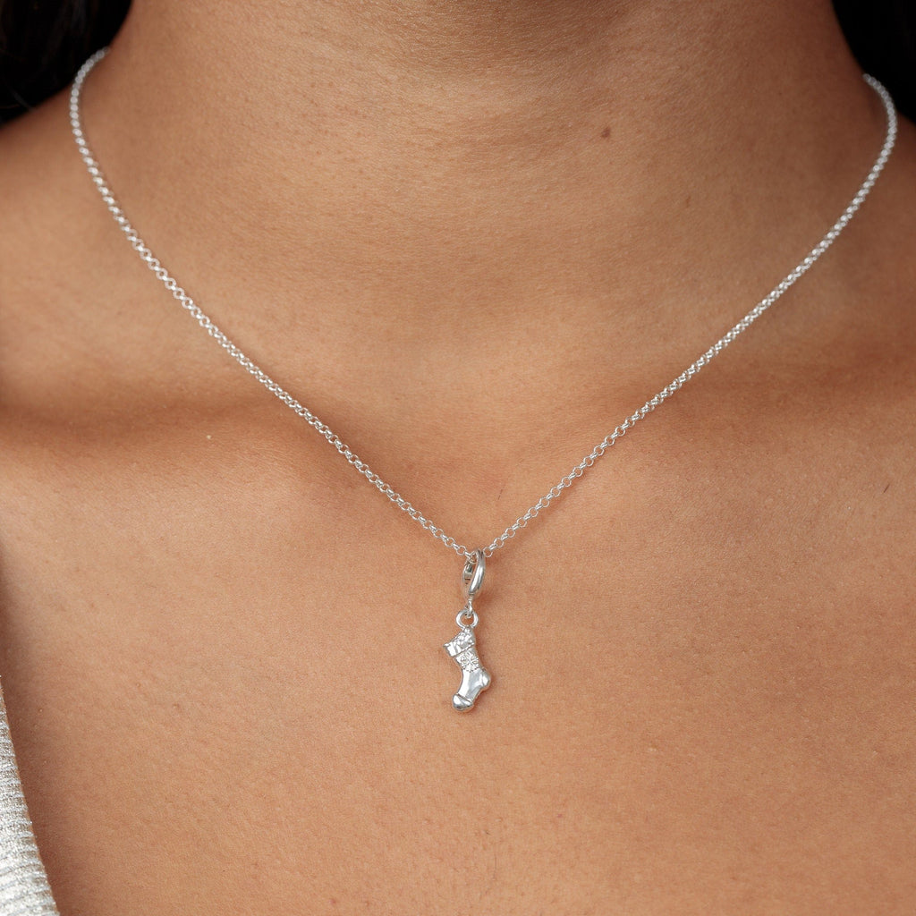 Silberne Weihnachtsstrumpf Charm Halskette | Shop Nory
