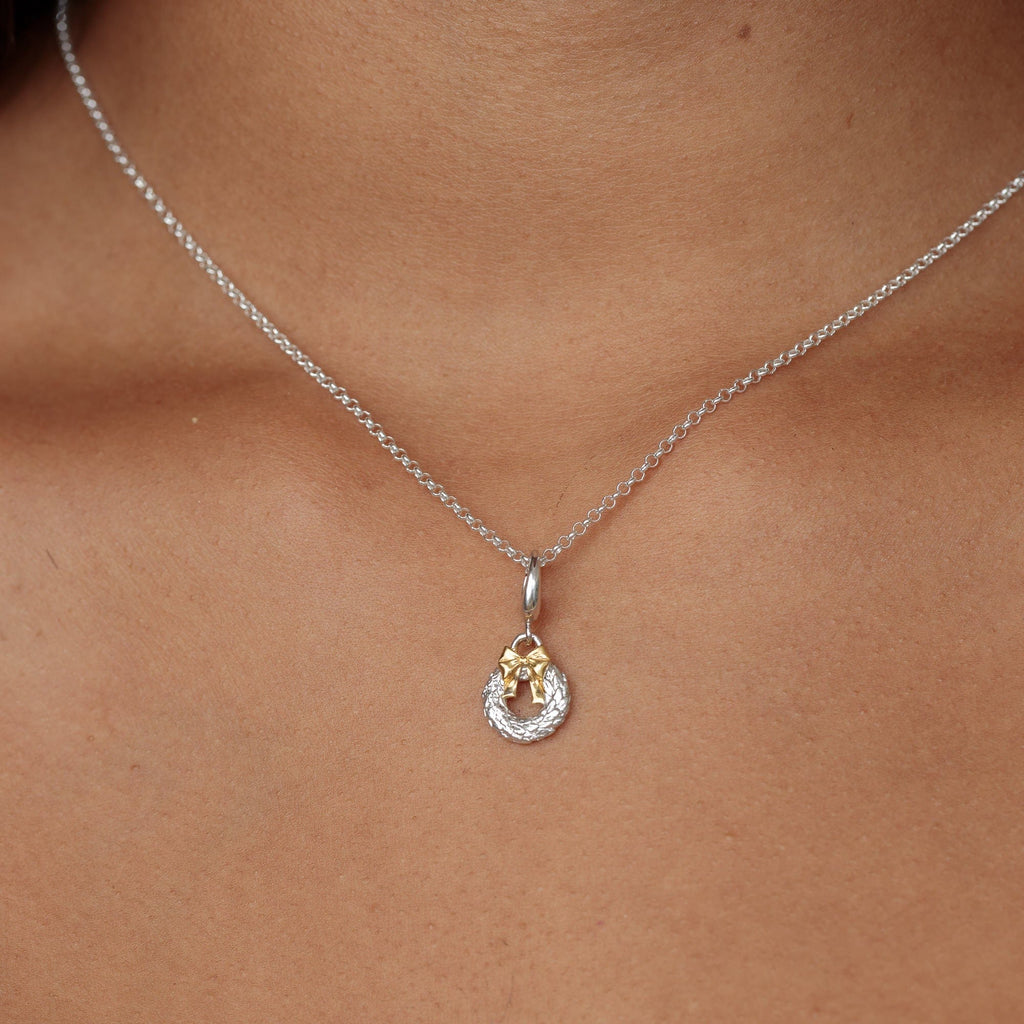 Silber Weihnachtskranz Charm Halskette | Shop Nory