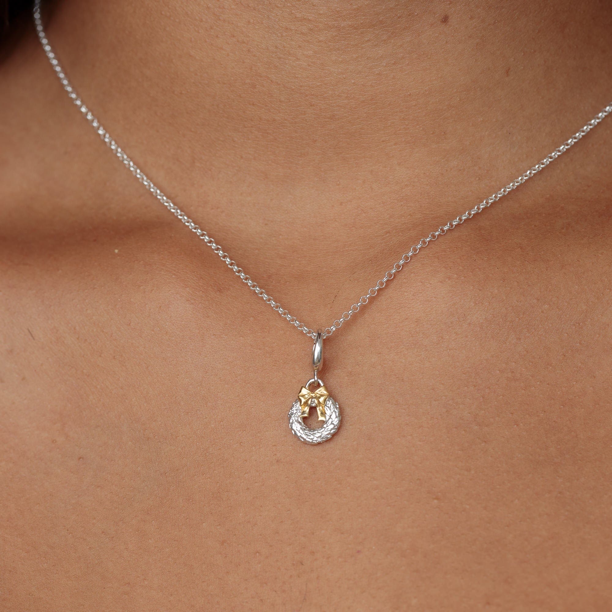 Silber Weihnachtskranz Charm Halskette | Shop Nory