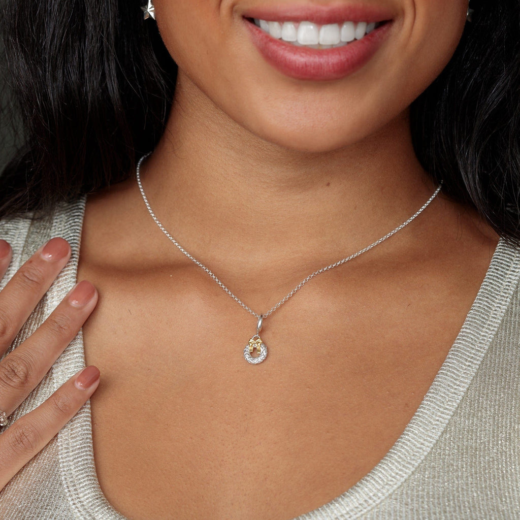 Silber Weihnachtskranz Charm Halskette | Shop Nory