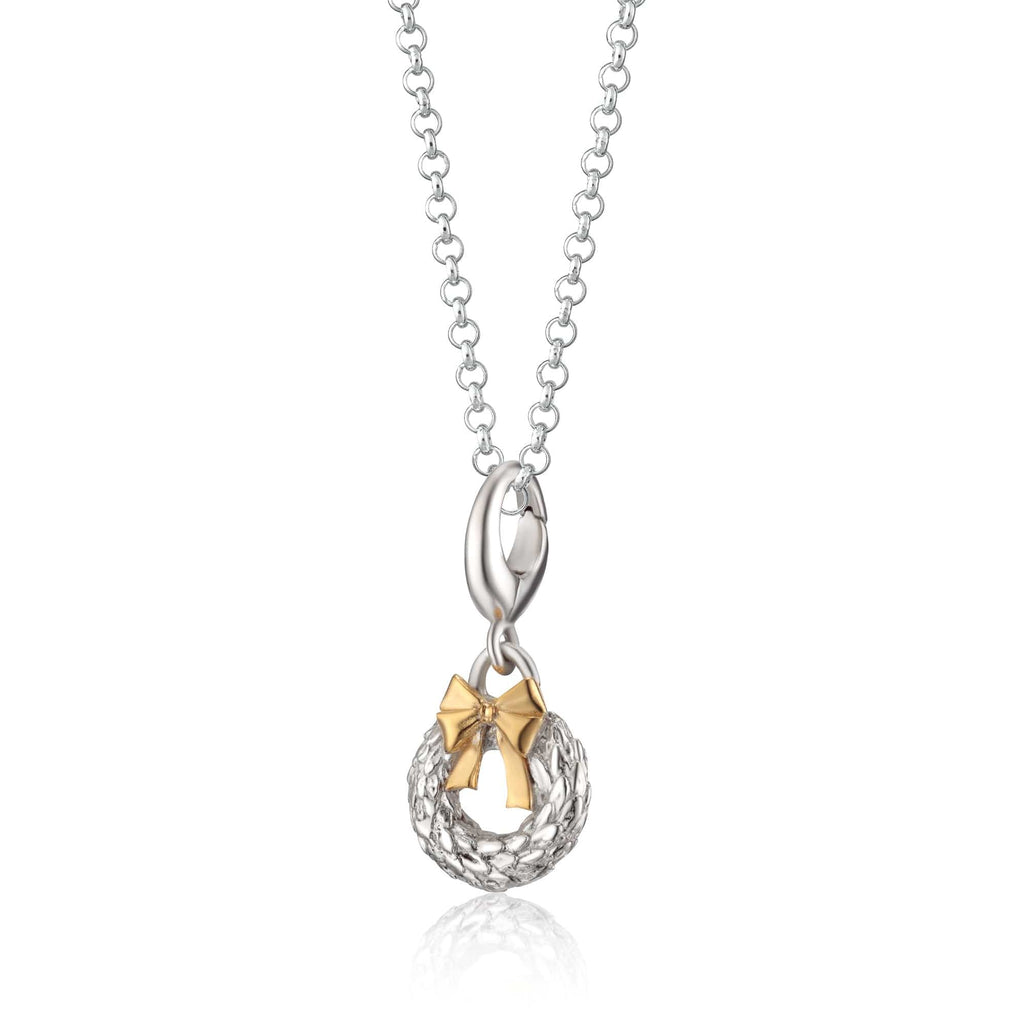 Silber Weihnachtskranz Charm Halskette | Shop Nory